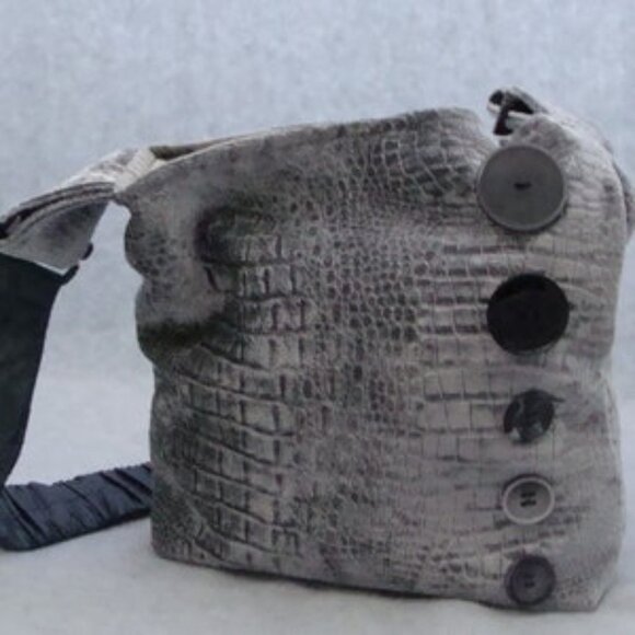 Handbags - Grey bag with black button hand made from - Etsy InnerCreativeChild NWOT